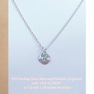 925 Sterling Silver Message Pendant Necklace